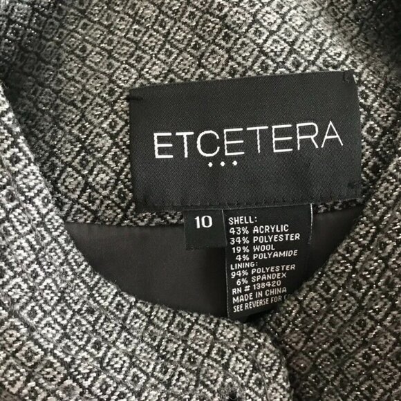 Etcetera Pattern Women’s Blazer Jacket wool blend silver black size 10 - Picture 5 of 5